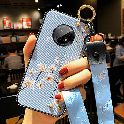 Coque Silicone Fleurs Souple Couleur Unie Etui Housse pour Huawei Enjoy 20 Plus 5G Bleu Clair