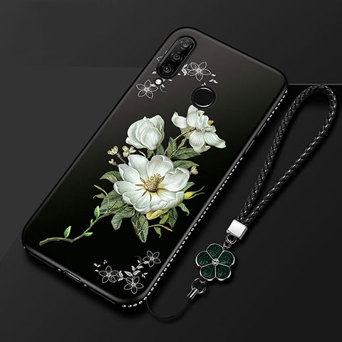 Coque Silicone Fleurs Souple Couleur Unie Etui Housse pour Huawei Honor 20E Noir