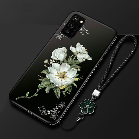 Coque Silicone Fleurs Souple Couleur Unie Etui Housse pour Huawei Honor View 30 5G Noir