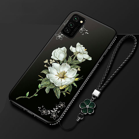 Coque Silicone Fleurs Souple Couleur Unie Etui Housse pour Huawei Honor View 30 Pro 5G Noir