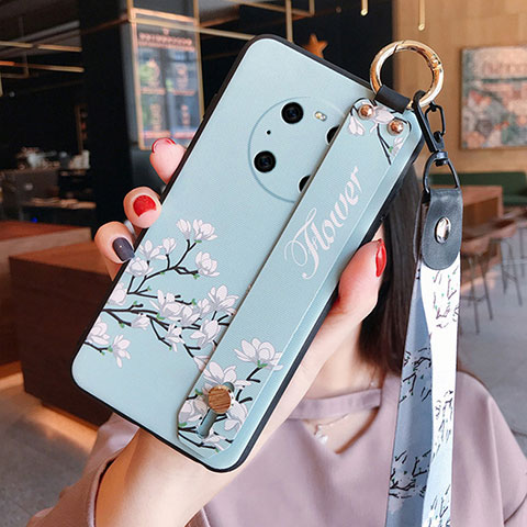 Coque Silicone Fleurs Souple Couleur Unie Etui Housse pour Huawei Mate 40 Bleu Clair