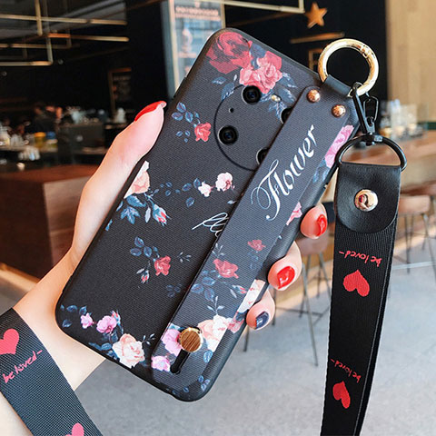 Coque Silicone Fleurs Souple Couleur Unie Etui Housse pour Huawei Mate 40E Pro 4G Noir