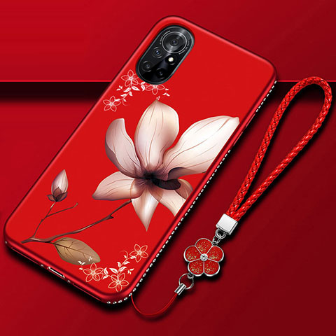 Coque Silicone Fleurs Souple Couleur Unie Etui Housse pour Huawei Nova 8 5G Rose