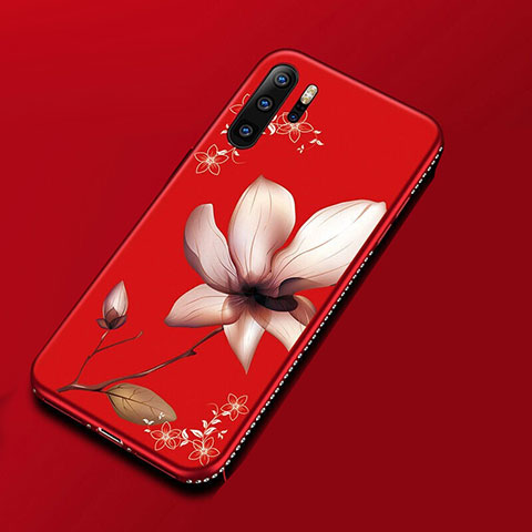 Coque Silicone Fleurs Souple Couleur Unie Etui Housse pour Huawei P30 Pro Rouge