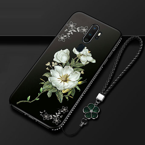 Coque Silicone Fleurs Souple Couleur Unie Etui Housse pour Oppo A11X Blanc