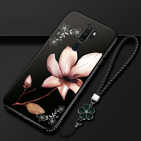 Coque Silicone Fleurs Souple Couleur Unie Etui Housse pour Oppo A11X Marron