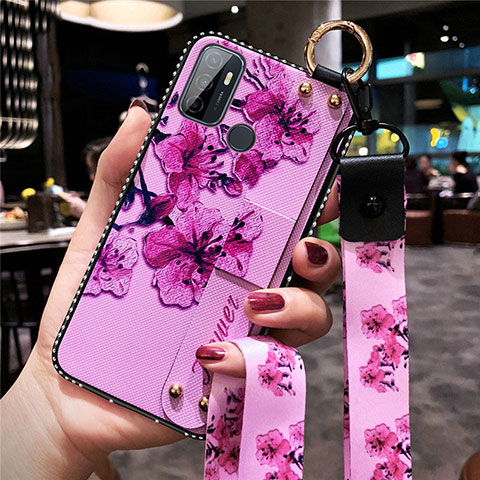 Coque Silicone Fleurs Souple Couleur Unie Etui Housse pour Oppo A33 Violet