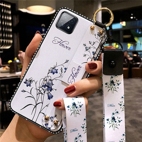 Coque Silicone Fleurs Souple Couleur Unie Etui Housse pour Oppo A72 5G Blanc