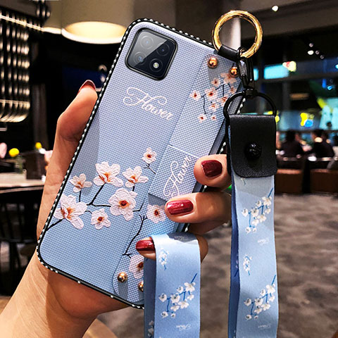 Coque Silicone Fleurs Souple Couleur Unie Etui Housse pour Oppo A72 5G Bleu Clair