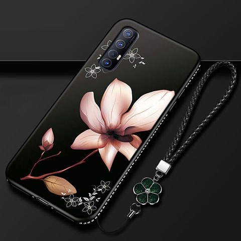 Coque Silicone Fleurs Souple Couleur Unie Etui Housse pour Oppo Find X2 Neo Marron