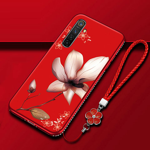 Coque Silicone Fleurs Souple Couleur Unie Etui Housse pour Oppo K5 Vin Rouge