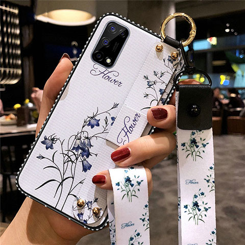 Coque Silicone Fleurs Souple Couleur Unie Etui Housse pour Realme Q2 Pro 5G Blanc