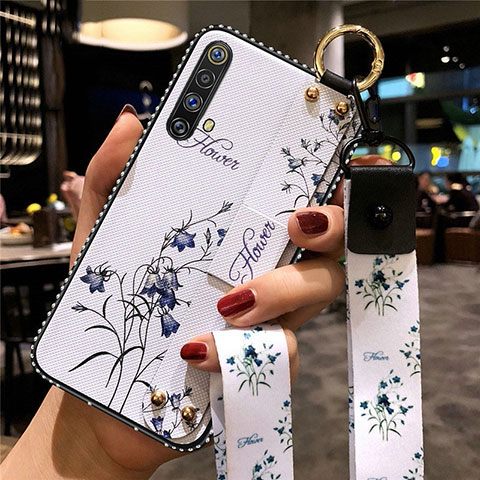 Coque Silicone Fleurs Souple Couleur Unie Etui Housse pour Realme X50 5G Blanc