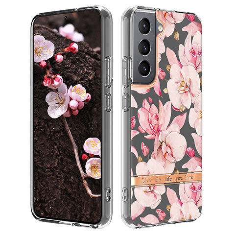 Coque Silicone Fleurs Souple Couleur Unie Etui Housse pour Samsung Galaxy S21 FE 5G Rose