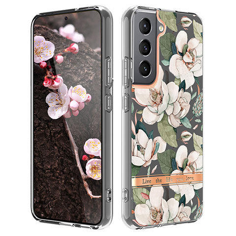 Coque Silicone Fleurs Souple Couleur Unie Etui Housse pour Samsung Galaxy S23 Plus 5G Blanc