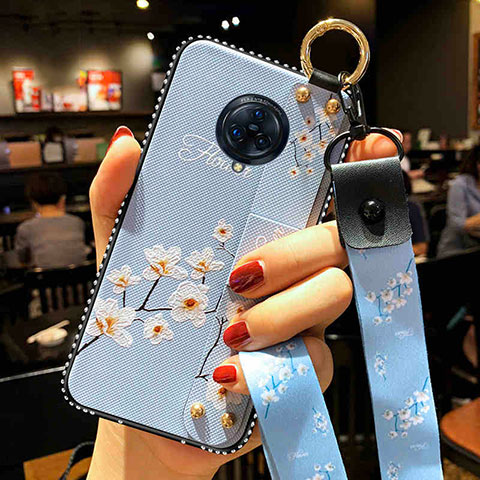 Coque Silicone Fleurs Souple Couleur Unie Etui Housse pour Vivo Nex 3 5G Bleu Ciel