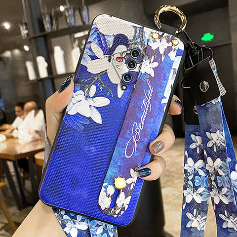 Coque Silicone Fleurs Souple Couleur Unie Etui Housse pour Vivo X50e 5G Bleu Royal