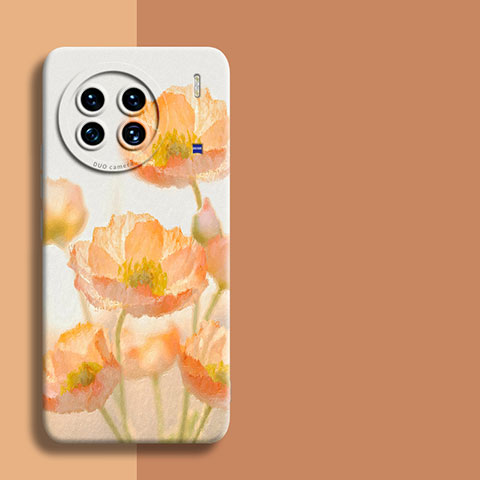 Coque Silicone Fleurs Souple Couleur Unie Etui Housse pour Vivo X90 Pro 5G Orange