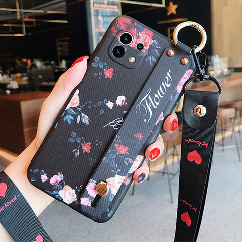 Coque Silicone Fleurs Souple Couleur Unie Etui Housse pour Xiaomi Mi 11 5G Noir