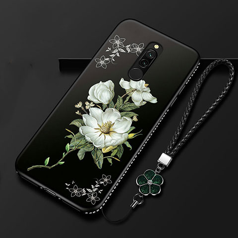 Coque Silicone Fleurs Souple Couleur Unie Etui Housse pour Xiaomi Redmi 8 Blanc