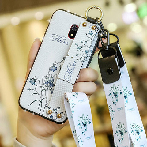 Coque Silicone Fleurs Souple Couleur Unie Etui Housse pour Xiaomi Redmi 8A Blanc