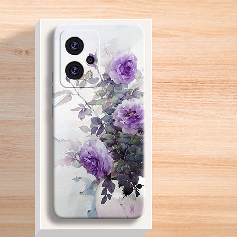 Coque Silicone Fleurs Souple Couleur Unie Etui Housse pour Xiaomi Redmi Note 11T Pro+ Plus 5G Violet