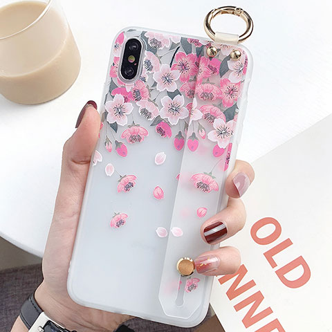 Coque Silicone Fleurs Souple Couleur Unie Etui Housse S01 pour Apple iPhone X Rose