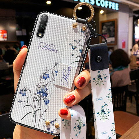 Coque Silicone Fleurs Souple Couleur Unie Etui Housse S01 pour Huawei Enjoy 10 Blanc