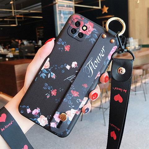 Coque Silicone Fleurs Souple Couleur Unie Etui Housse S01 pour Huawei Enjoy 20 5G Noir