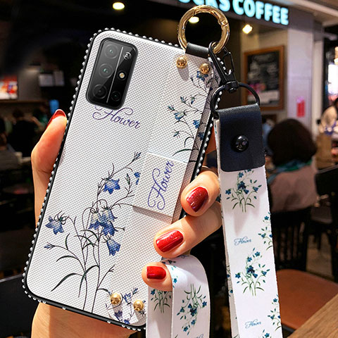 Coque Silicone Fleurs Souple Couleur Unie Etui Housse S01 pour Huawei Honor 30S Blanc