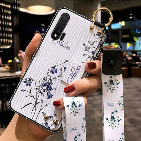 Coque Silicone Fleurs Souple Couleur Unie Etui Housse S01 pour Huawei Nova 6 5G Blanc