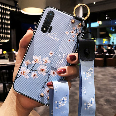 Coque Silicone Fleurs Souple Couleur Unie Etui Housse S01 pour Huawei Nova 6 5G Bleu Ciel