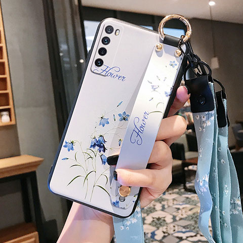 Coque Silicone Fleurs Souple Couleur Unie Etui Housse S01 pour Huawei Nova 7 5G Blanc