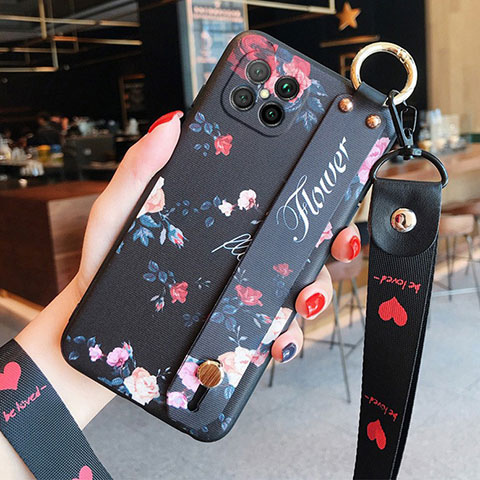 Coque Silicone Fleurs Souple Couleur Unie Etui Housse S01 pour Huawei Nova 8 SE 5G Noir