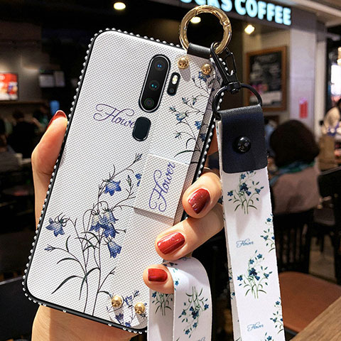 Coque Silicone Fleurs Souple Couleur Unie Etui Housse S01 pour Oppo A11 Blanc