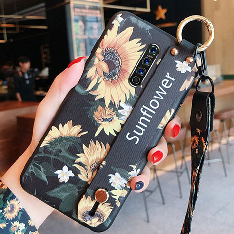 Coque Silicone Fleurs Souple Couleur Unie Etui Housse S01 pour Oppo Reno Ace Jaune