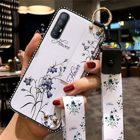 Coque Silicone Fleurs Souple Couleur Unie Etui Housse S01 pour Oppo Reno3 Pro Blanc