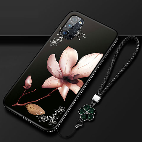 Coque Silicone Fleurs Souple Couleur Unie Etui Housse S01 pour Oppo Reno4 Pro 5G Marron