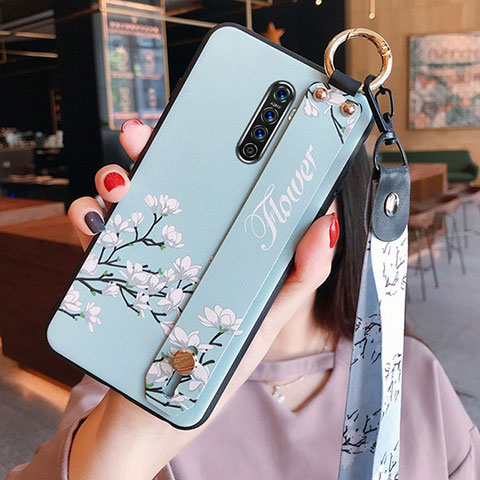 Coque Silicone Fleurs Souple Couleur Unie Etui Housse S01 pour Realme X2 Pro Bleu Ciel