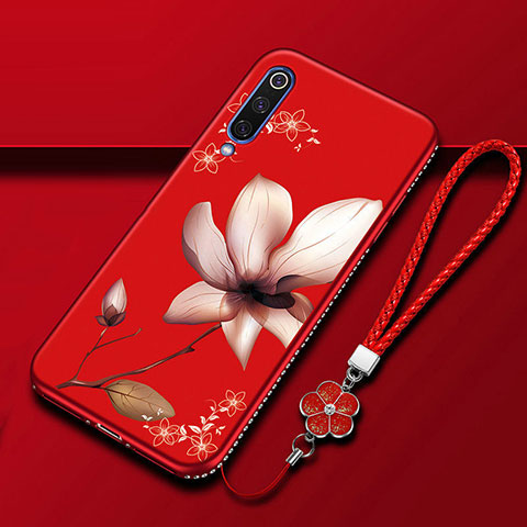 Coque Silicone Fleurs Souple Couleur Unie Etui Housse S01 pour Samsung Galaxy A70 Vin Rouge