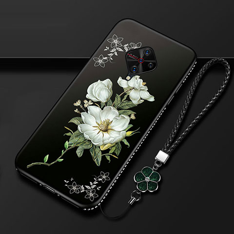 Coque Silicone Fleurs Souple Couleur Unie Etui Housse S01 pour Vivo S1 Pro Blanc