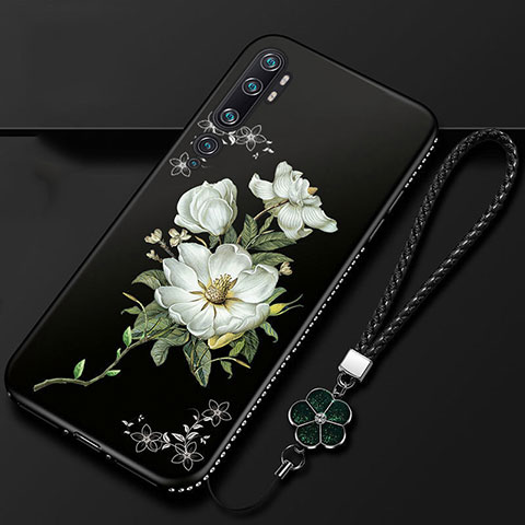 Coque Silicone Fleurs Souple Couleur Unie Etui Housse S01 pour Xiaomi Mi Note 10 Pro Blanc