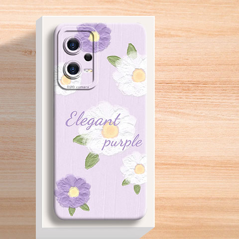 Coque Silicone Fleurs Souple Couleur Unie Etui Housse S01 pour Xiaomi Poco X5 5G Violet