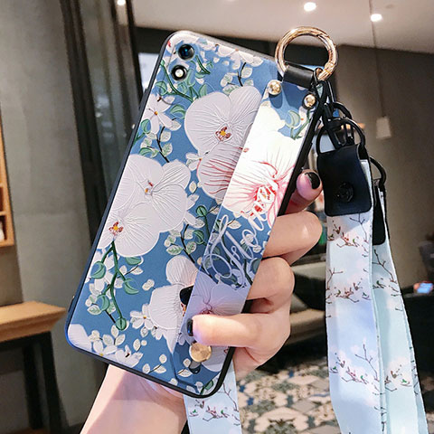 Coque Silicone Fleurs Souple Couleur Unie Etui Housse S01 pour Xiaomi Redmi 9i Bleu Ciel