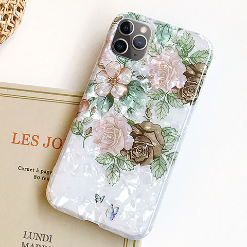 Coque Silicone Fleurs Souple Couleur Unie Etui Housse S02 pour Apple iPhone 11 Pro Vert