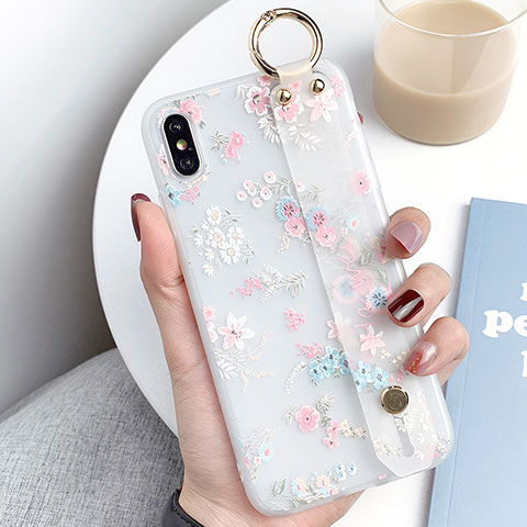 Coque Silicone Fleurs Souple Couleur Unie Etui Housse S02 pour Apple iPhone Xs Max Rose