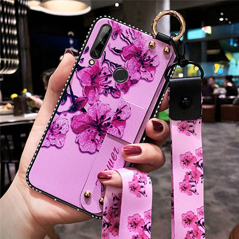 Coque Silicone Fleurs Souple Couleur Unie Etui Housse S02 pour Huawei Enjoy 10 Plus Violet