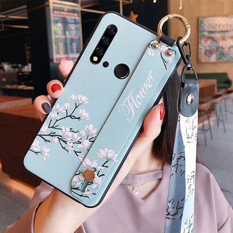 Coque Silicone Fleurs Souple Couleur Unie Etui Housse S02 pour Huawei Nova 5i Cyan