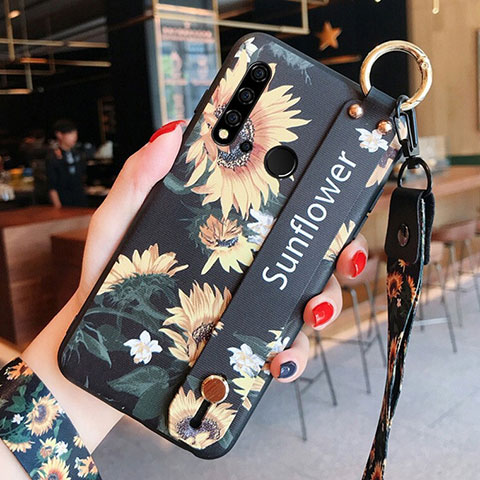 Coque Silicone Fleurs Souple Couleur Unie Etui Housse S02 pour Huawei Nova 5i Jaune