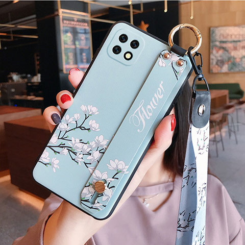 Coque Silicone Fleurs Souple Couleur Unie Etui Housse S02 pour Oppo A72 5G Bleu Clair